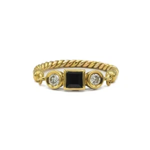 Ring mit Safir und 2 Brillanten Diamanten 0,20 ct. in 18 Kt. 750 Gold Gr. 58 - Bild 1 von 8