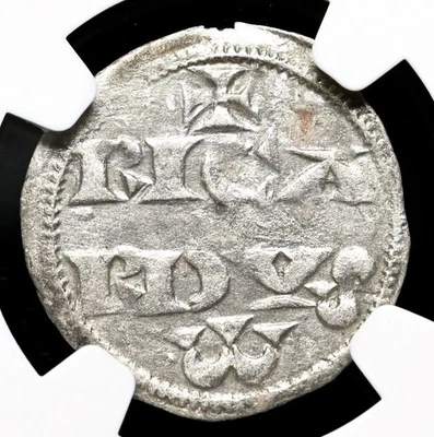 Moneda Denier de Plata Anglo-Gal Ricardo I Corazón de León 1172-1185 AD INGLATERRA NGC AU Foto 1 de 4