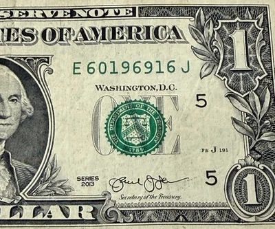 June 16 1969 Birthday Note Fancy Serial Number One Dollar Bill 60196916 - Image 1 of 3