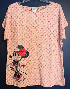 New Disney Cruise Line MINNIE Floral Burnout T-Shirt Top Misses Large - Picture 1 of 3