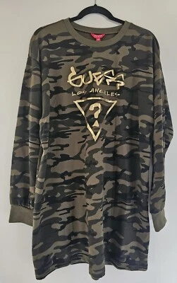 Guess Joanna Sweatshirt Dress L Camouflage NWT - Image 1 of 4