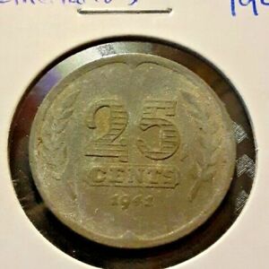 NETHERLANDS 1941 VF 25 CENT COIN