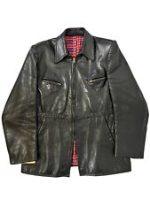 Vintage 40s WWll German Military Horsehide Plaid Liner Leather Cafe Racer Jacket