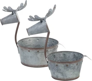 Juego de 2 jardineras de ciervos Napco Imports galvanizado tono plata Navidad - Imagen 1 de 1