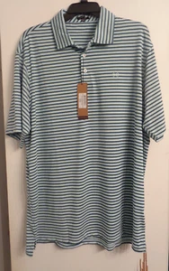 Heybo Outdoors Intercoastal Polo Blue/Green Striped Stretch EXTRA LARGE NWT - Picture 1 of 2