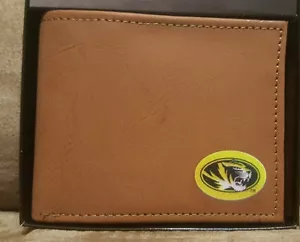 Missour Tigers College Official Licensed Bifold Genuine leather brown wallet - Picture 1 of 4