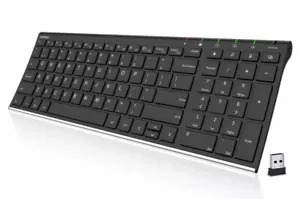 Arteck 2.4G Wireless Keyboard Stainless Steel Ultra Slim Full Size Keyboard w... - Picture 1 of 7