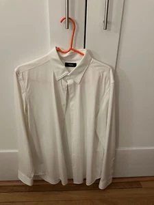 Theory White Sylvain Stretch Cotton Button-Up Shirt Men Size Large N0174522 - Picture 1 of 4