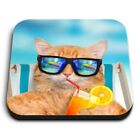 Square Mdf Magnets - Ny Ginger Cat Sunbathing  #14582