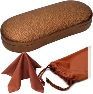  Hard Glasses case - Small Chic Sunglasses with easy opening lip  As166l Bronze - Image 1 of 4