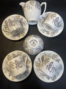 Vintage Coalport Camelot Demi Tasse Coffee Can Cup & Saucers X 4 Cream & Sugar - Picture 1 of 10