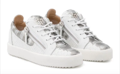 Zapatillas Mujer Giuseppe Zanotti Blanco Plata Efecto Piel de Serpiente Suela de Goma 38.5 Foto 1 de 4
