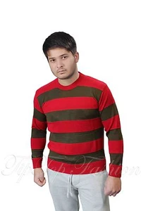 Elegante Vestido Jumper Estilo Freddy Krueger Rojo y Verde a Rayas Tejido - Imagen 1 de 1