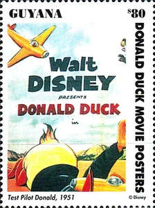 Guyana nuovo di zecca MNH Disney Donald test pilota aereo cinema poster Hollywood - Foto 1 di 1