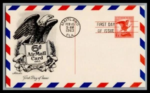 US FDC # UXC4 6c Red Eagle   Artmaster  1963, 9p1262 - Picture 1 of 1