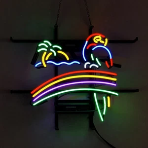 Letrero de neón arco iris loro palmera luz bar de cerveza pub colgante de pared regalo 20"x16" - Imagen 1 de 19