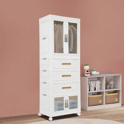 Portable Closet Wardrobe Freestanding Clothes Rack Storage Organizer Shelf - Image 1 of 4