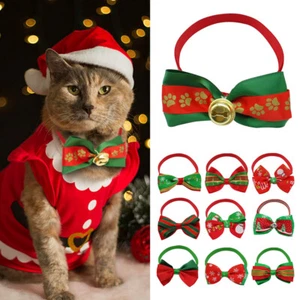 100pcs Christmas Xmas Dog Cat Accessory Bow Tie Adjustable Necktie Collar Bowtie - Picture 1 of 13