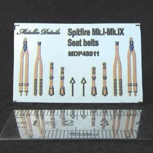 Spitfire Mk.I-Mk.IX seat belts 3D Decals Scale 1:48 for Scale Model Kit MDP48011 - Picture 1 of 4