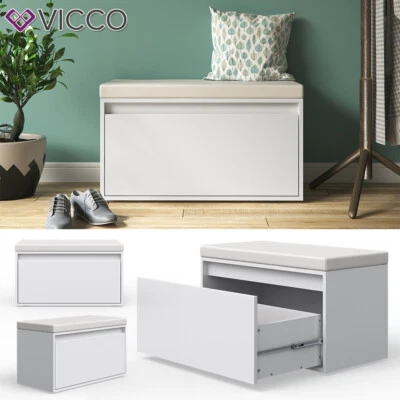 Panca cassetto Panca per scarpe Scarpiera Sedia Contenitore Iker Bianco Vicco - Immagine 1 di 4