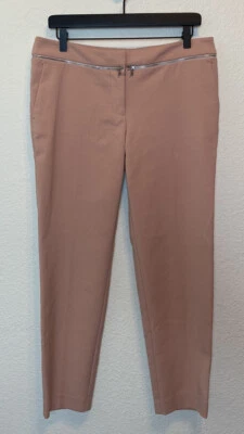 Rebecca Taylor Women's 6 Blush Pink Trouser Pants Zipper Detail Slim Ankle Leg - Image 1 of 3