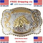 1 1/2" Big Gold Horse Head Western Belt Buckle - Style 1. 5 1/2" x 3 7/8".