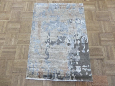 2'1 x 3'1 Hand Knotted Multi Colored Modern Tibetan Oriental Rug With Silk G5325 - Image 1 of 4