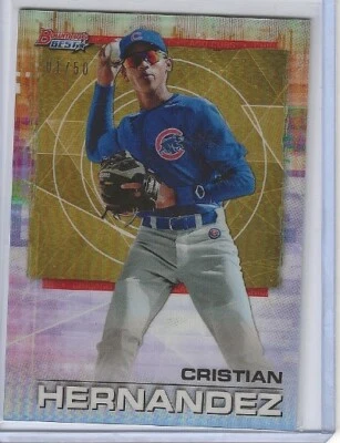 2021 Bowmans Best Gold Refractor 01/50 Cristian Hernandez - Image 1 of 2
