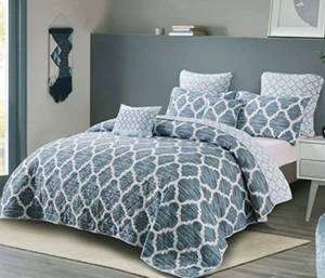 7-Piece Blue Honor Printed Microfiber Bedspread Set – Lightweight for Queen/King - Picture 1 of 8