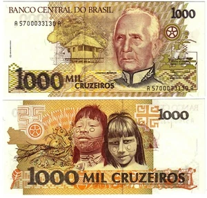Banknote - 1990 Brazil, 1000 Cruzeiros, P231b UNC, - Bild 1 von 1