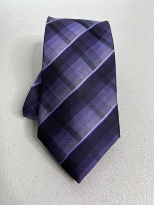 Gravata Stafford Essentials estampa xadrez roxa feita à mão designer - Imagem 1 de 4