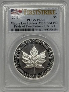 2019 $5 Canadian Silver Maple Leaf PCGS Modified PR70 Pride of Two Nations 1st - Picture 1 of 2