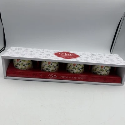 Juego de 4 tazas de café espresso de cerámica de invierno Strawberry Street Bella nuevas Foto 1 de 4