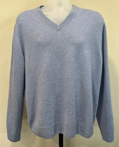 The Mens Store Bloomingdales 100% Cashmere Sweater Sz XL Blue V-Neck Pullover - Picture 1 of 3