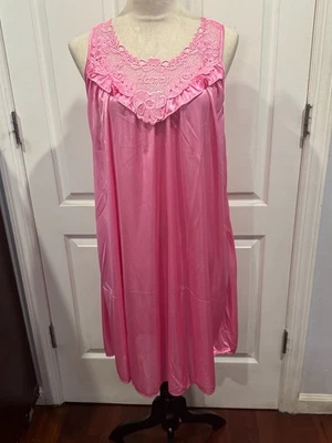 Camisón rosa sedoso sin mangas para mujer talla 4XL 37"Lx25"W Foto 1 de 4