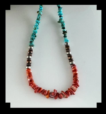 White Fox Creation: Turquoise and Spiny Oyster Unisex Choker - Image 1 of 4