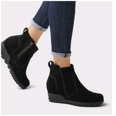 Botín de cuña impermeable de gamuza negra Evie SOREL para mujer talla 11 nuevo con etiquetas Foto 1 de 4