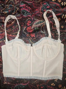 Oh Polly Cropped Strappy Corset Top Womens Size 2 US Pink - Picture 1 of 6