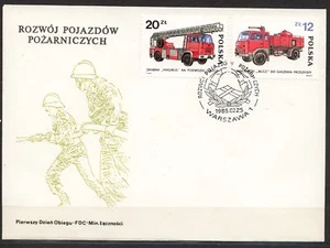 POLAND 1985 SC#2664/69 FDC, FIRE ENGINES. - Picture 1 of 2