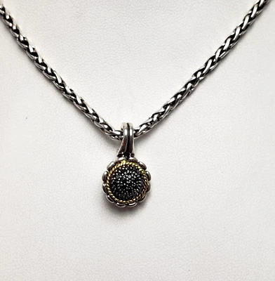 Collar colgante de diamantes negros de oro amarillo de 18 k de plata de ley EFFY de 18" Foto 1 de 4