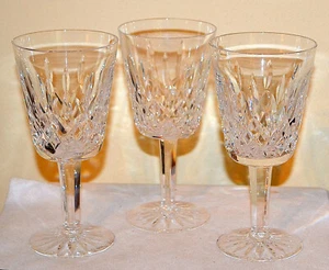 MINTY ~ Set di 3 bicchieri calici Waterford Crystal Lismore acqua/vino 7", FIRMATI - Foto 1 di 13