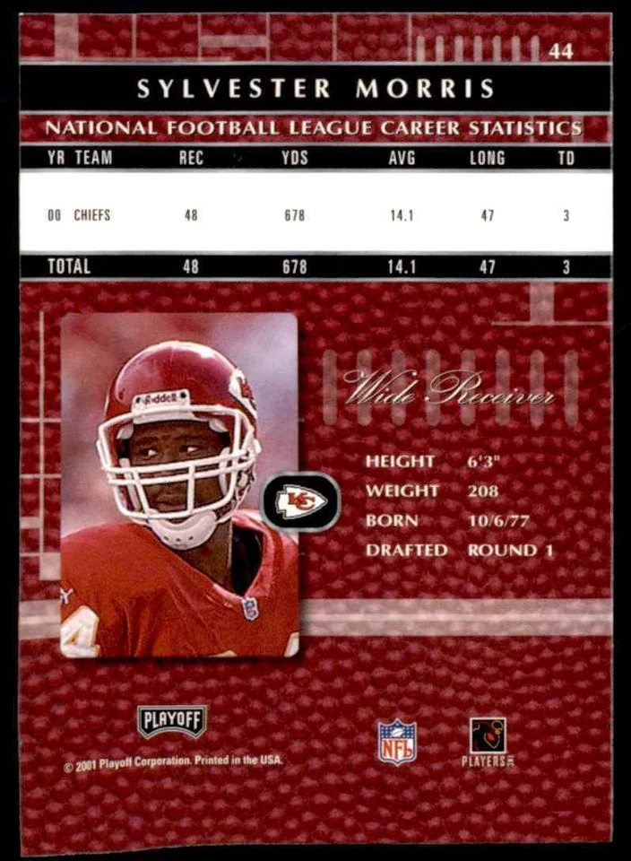 2001 Playoff Sylvester Morris Kansas City Chiefs #44 - Image 1 of 2