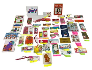 Vintage Weihnachten Geschenkanhänger Posten mehrere Designs Farben Urlaub 50er 60er MCM - Bild 1 von 7