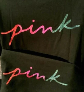 Victoria's Secret Pink Bling Ombre Rainbow Campus Tee Shirt + Leggings Set XL NW - Picture 1 of 12