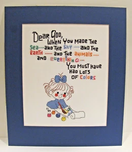 Lieber Gott fertig fertig verfilzt Kreuzstich ~ Mädchen ~ "viele Farben" ~ top - Bild 1 von 5