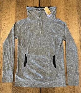 NWT Prana Ember Top Women’s Sz M Black Cowl Neck Long Sleeve Pockets Drawstring - Picture 1 of 13