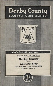 DERBY COUNTY V LINCOLN CITY ~ 18 SEPTEMBER 1957 ~ FOOTBALL PROGRAMME - Picture 1 of 1