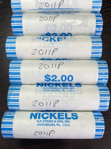 ORIGINAL BANK ROLL OF BU 2011-P JEFFERSON NICKELS!!! Cover