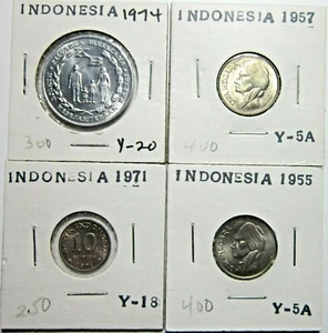 INDONESIA. ASSORTED LOT OF 4 UNCIRCULATED COINS. SEE PICS. - Picture 1 of 2