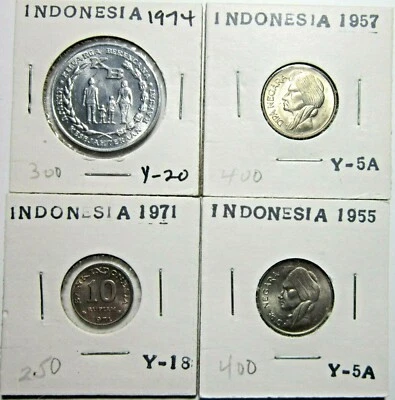 INDONESIA. ASSORTED LOT OF 4 UNCIRCULATED COINS. SEE PICS. - Image 1 of 2